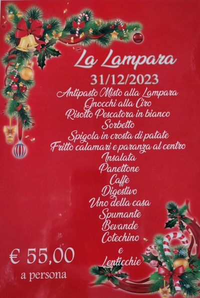 Menu Festivita Fiumicino RISTORANTE LA LAMPARA DA CIRO